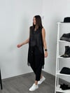 BLOOM FİLE DETAYLI SİYAH DERİ BLUZ