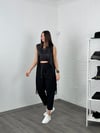 BLOOM FİLE DETAYLI SİYAH DERİ BLUZ