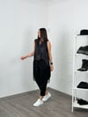BLOOM FİLE DETAYLI SİYAH DERİ BLUZ