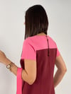 BORDE PEMBE DETAYLI ELBİSE