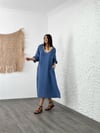 CELEROS OVERSİZE İNDİGO MÜSLİN ELBİSE