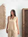 CHECK FERMUAR DETAYLI CAMEL BLUZ