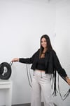 DENİM PÜSKÜL SİYAH TASARIM CEKET