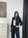 ELAN ÇİZGİLİ LACİVERT PANTOLON