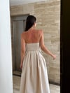 ELBA STRAPLEZ KREM ELBİSE