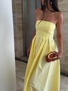 ELBA STRAPLEZ SARI ELBİSE