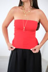 ELENİ STRAPLEZ KIRMIZI BLUZ