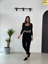 FRAGE BELİ KEMERLİ SİYAH PANTOLON