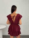 FRİDA ŞORTLU BORDO ELBİSE