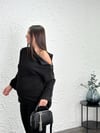 HARMONY SİYAH TRİKO OMUZ FERMUARLI BLUZ