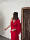 HONEY KOL DETAYLI VİŞNE ELBİSE