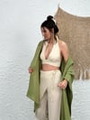 KAPŞONLU SAGE GREEN PELERİN