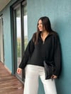 KELLY SİYAH FERMUARLI KAZAK
