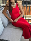 KENDY HALAT DETAYLI KIRMIZI MAXİ ELBİSE