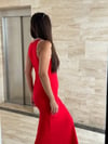 KENDY HALAT DETAYLI KIRMIZI MAXİ ELBİSE