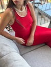 KENDY HALAT DETAYLI KIRMIZI MAXİ ELBİSE
