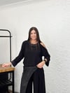 KOPERA DERİ DETAYLI SİYAH PANTOLON
