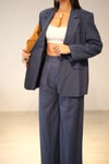 LENİ ÇİZGİLİ MAVİ BLAZER TAKIM