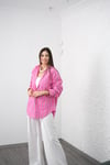LİVER PEMBE ÇİZGİLİ OVERSİZE GÖMLEK
