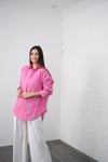 LİVER PEMBE ÇİZGİLİ OVERSİZE GÖMLEK