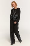 LOFT MUSE TRİKO DETAYLI SİYAH PANTOLON
