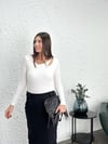 LONA BEYAZ DAMLA AÇIKLI BLUZ