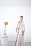 MALİBU PUL İŞLEMELİ BİYELİ BEJ KAFTAN