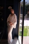 MARSİLYA DİKİŞ DETAYLI BEYAZ KETEN GÖMLEK
