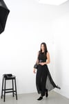 METS TÜL DETAYLI SİYAH PANTOLON