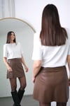 MOLY KAHVE DERİ ŞORT ETEK