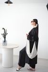 MOSS BEJ DETAYLI SİYAH KAFTAN