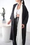 MOSS BEJ DETAYLI SİYAH KAFTAN