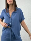 NATURAL KISA KOLLU İNDİGO GÖMLEK