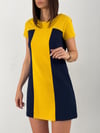 NAVY SARI BLOKLU ELBİSE