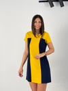 NAVY SARI BLOKLU ELBİSE