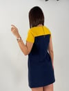 NAVY SARI BLOKLU ELBİSE