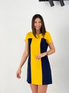 NAVY SARI BLOKLU ELBİSE