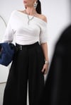 NİSSY YANDAN DRAPELİ BEYAZ BLUZ