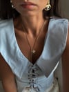 NOKİ ORTASI İNCİLİ ÇİÇEK GOLD KOLYE