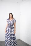PALAİS LACİVERT DESENLİ ELBİSE