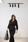 PALM GLOW YAKA DETAYLI SİYAH GÖMLEK