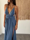 PANAMA İNDİGO KAFTAN ELBİSE