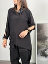 PELLA KOL YIRTMAÇLI SİYAH BLUZ