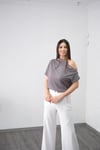PENTA OMUZ ÇITÇITLI GRİ BLUZ