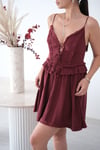 PEPLOS BORDO KISA TASARIM ELBİSE