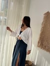 PİRGA BAĞLAMALI BEYAZ CEKET BLUZ