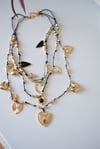 PİSSA SİYAH İPLİ BRONZ GOLD KOLYE