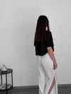 PİTE KETEN SİYAH GÖMLEK