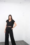 POOL V YAKA SİYAH BLUZ