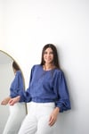 PORE MAVİ TASARIM BLUZ